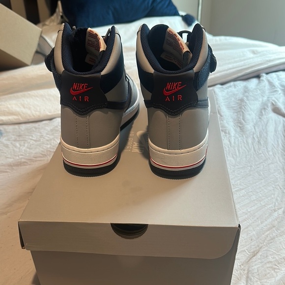 Nike Air Force 1 High Top Sneakers - Gray and Navy - Picture 3 of 6